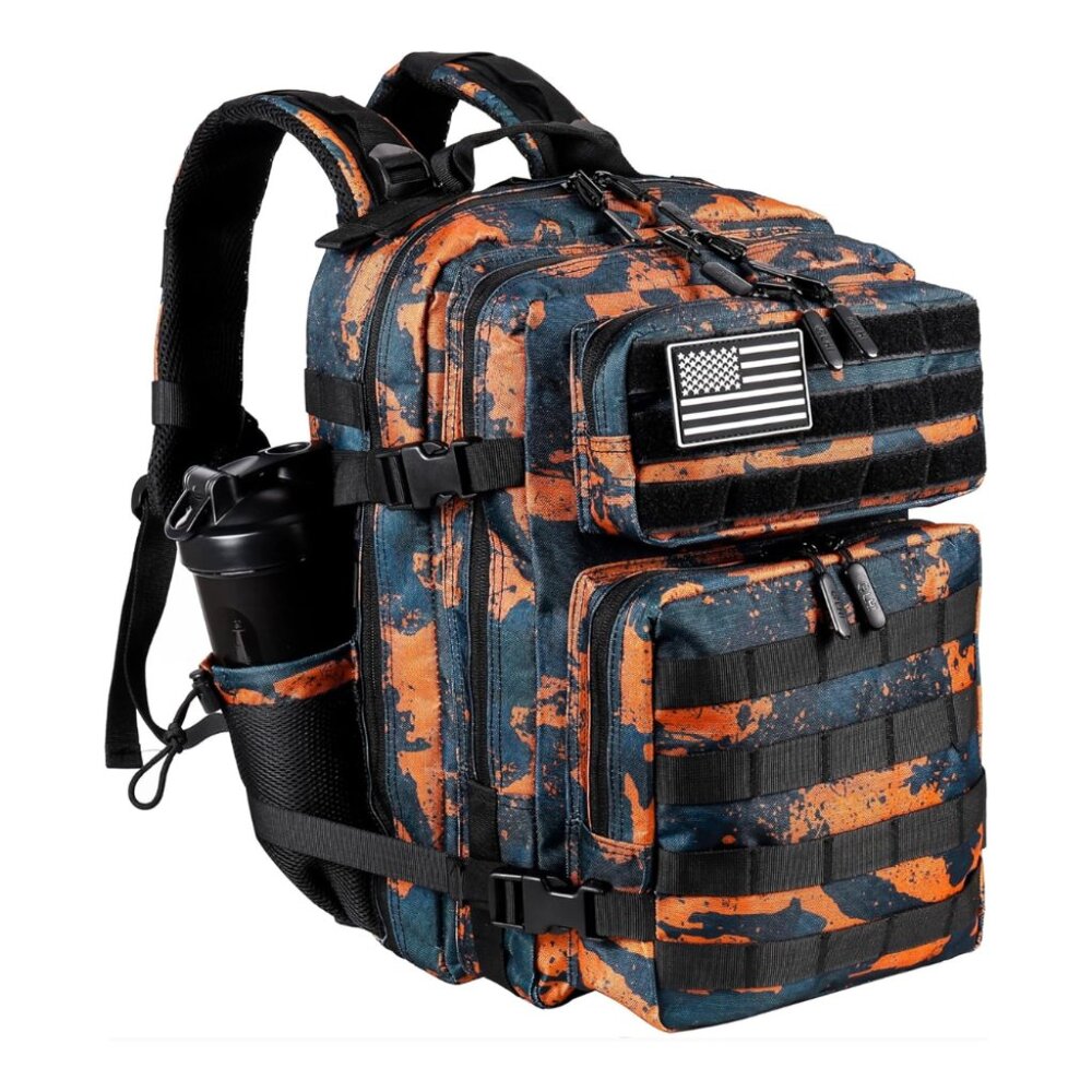 45L Tactical Backpack with Bottle Holder Waterproof Multi Compartment for Hiking